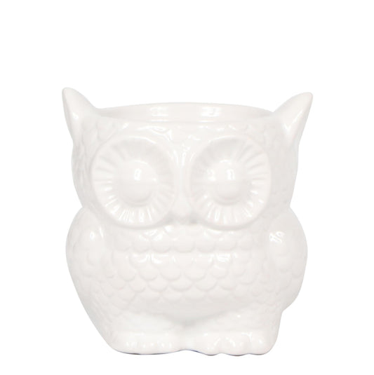 Hummingbird Home | Owl flower pot - White ceramic decorative pot - Ø9cm