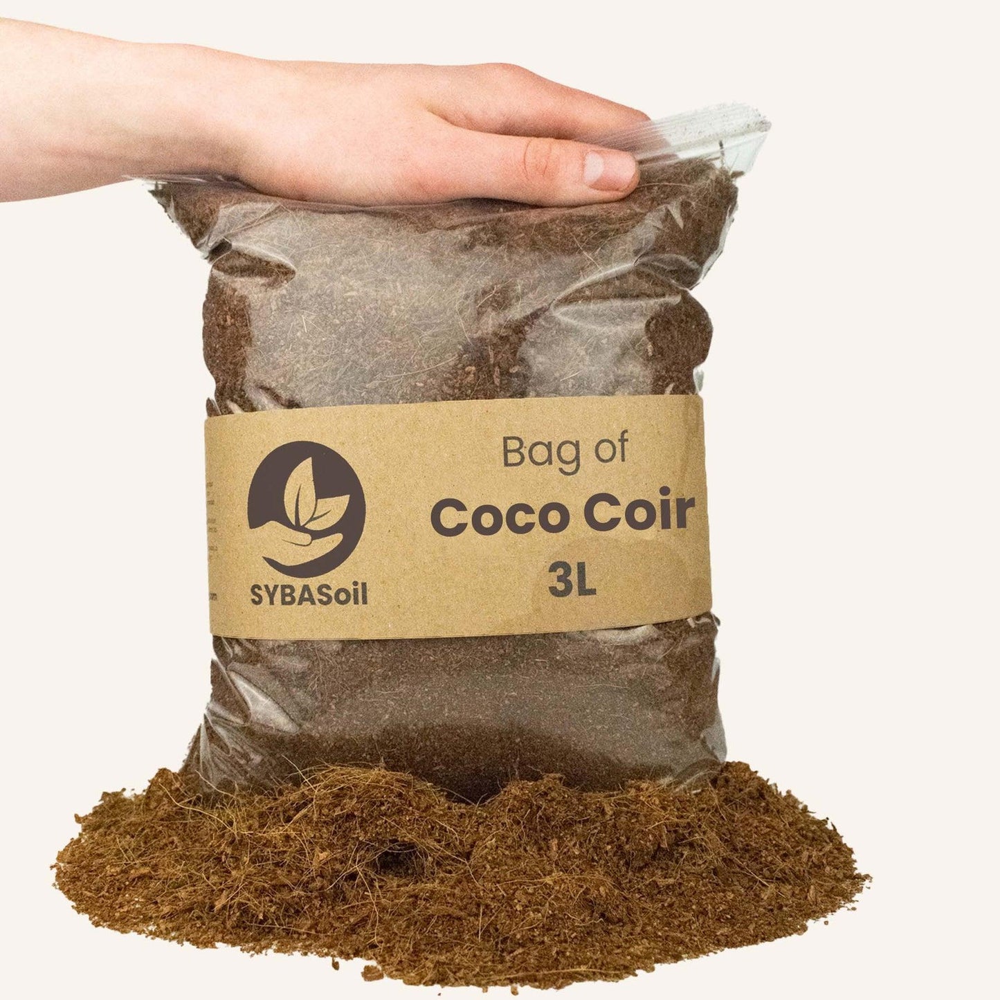 SYBASoil coco coir 3l bag with hand on top