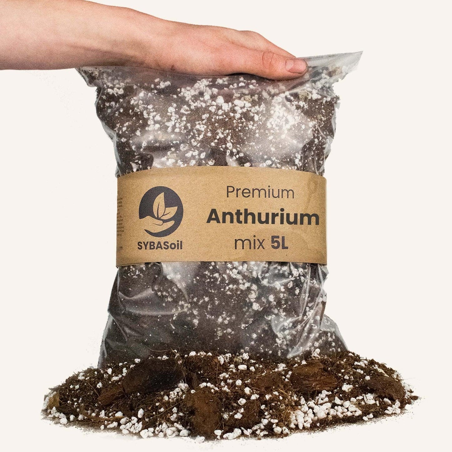 premium anthurium soil mix 5l with hand on bag