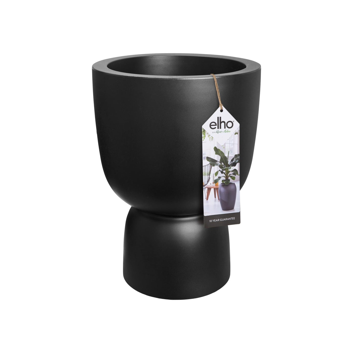 Elho pure coupe zwart planter plantpot met productkaartje